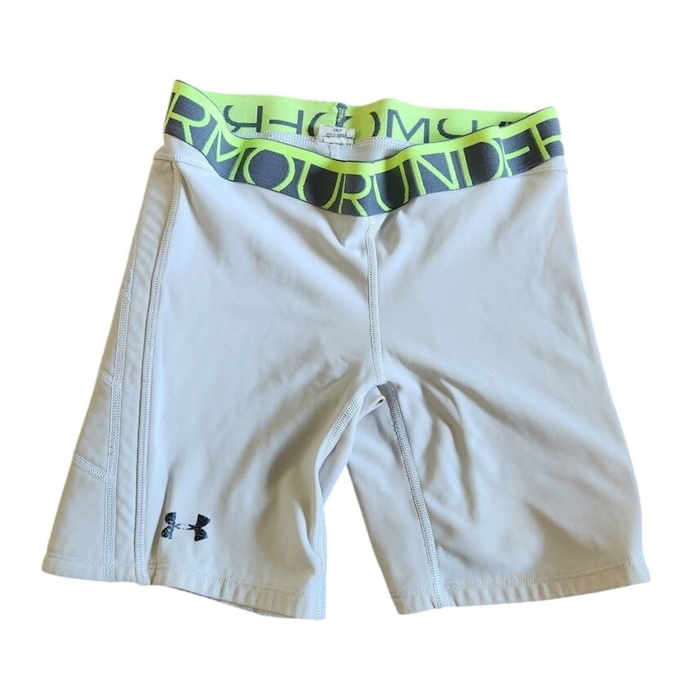 Under Armour Mens Gray Padded Compression Sliding Shorts Neon Green Small 414